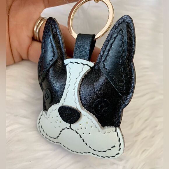 Handmade Genuine Leather French Bulldog Bag Charm/Keychain - Picture 10 of 14